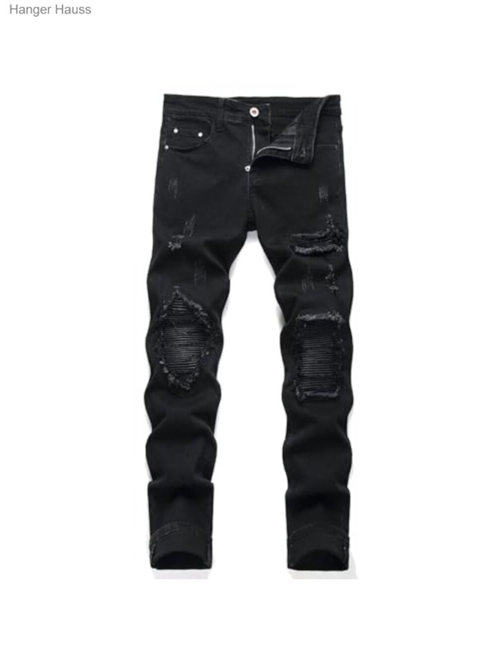 Men's Slim Tapered Ripped Stretch Jeans Low Rise 5-Pocket Flex Denim